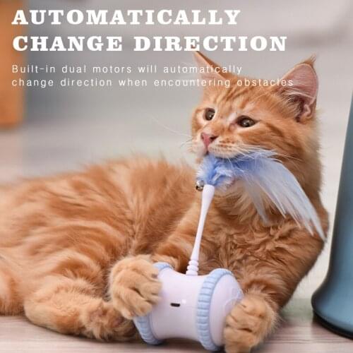Interactive Pet Dog Cat Electric Toy Micro USB Powered Tumbler Automatically Change Direction Teasing Wand Ball Rotating Wheels