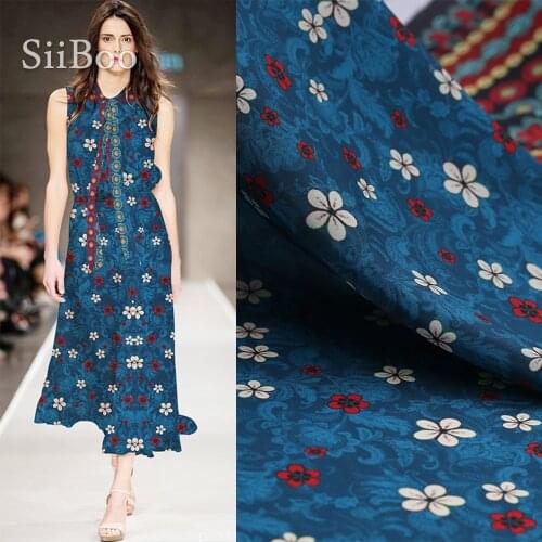 China floral digital printed thick 14mm crepe de chine 100% silk fabric for women spring dress harm pants tessuto tissu SP5946