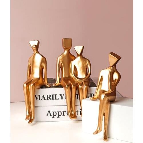 Classic golden small figure desktop ornaments Personality abstract people art home decoration