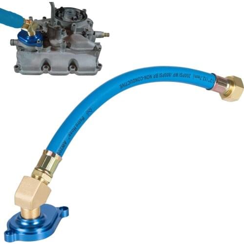 6.0L Powerstroke Oil Cooler Flush Kit with Blue Aluminum Flush Adapter for Ford 2003-2010 Diesel