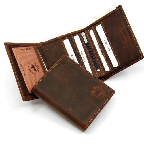Brown Mens Crazy Genuine Leather Card Holder Wallet TAE1004
