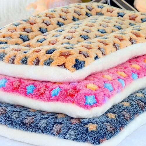 Pet Dog Mat Dog Bed Thick Blanket for Pet In Winter Cartoon Kennel for Pet Soft Warm Sleeping Mat for Dog Cat with Cotton Quilts