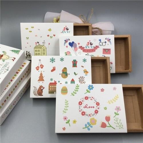 Creative Christmas Packaging Paper Box 10pcs/lot Kraft Colorful Pattern Craft Gift Boxes Handmade Soap Drawer Type Boxes
