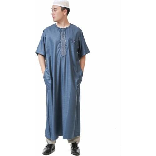 Mens Clothing Muslim Long Dress Mens Clothes Pakistan Abaya Qamis Man Solid Color Loose Casual Robes Moroccan Jelaba 2021