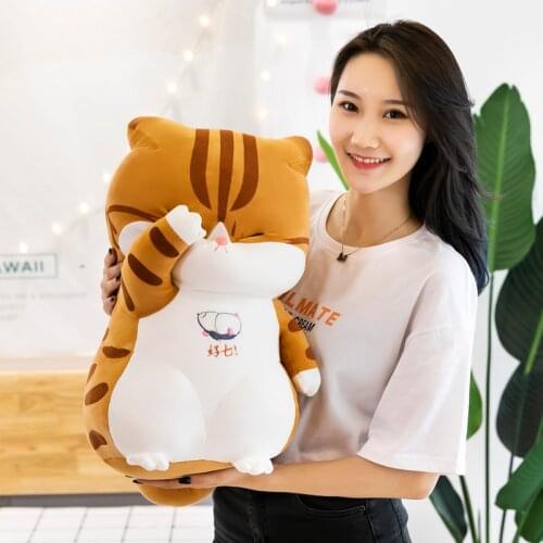 Stuffed Plush Distressed Cat Toys Pillow Kawaii Sleeping Pillow Cute Cat Doll Plush Toy Children Birthday Christmas Present