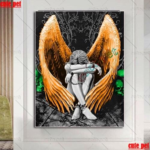 New 5D diamond embroidery mosaic Sad Angel girl diamond paintings full square round drill stitch cross rhinestone of picture art