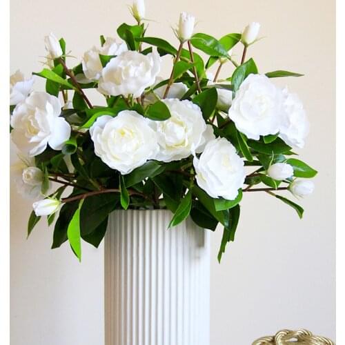 Single Artificial Gardenia Bouquet Silk Flower Fake Gardenia Flower Artificial Tea Rose Bouquet Wedding Home Decor Photo Props