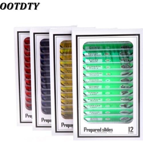 OOTDTY 48 Pcs Prepared Microscope Slides Specimen Animals Insects Plants Flowers Sample