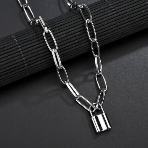 Rock Lock Necklace Women Punk Jewelry Key Padlock Pendant Necklace For Women Gift Chain necklace