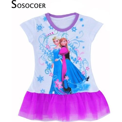 SOSOCOER Elsa Girls Dress Anna Girls Dresses Kids Princess Dress For Baby Infant Costume Children Party Dress Girl Clothing
