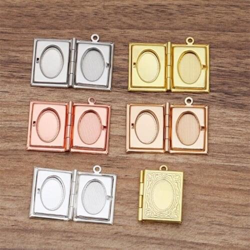 BASEHOME 5pcs/lot Vintage Album Box Pendant Can Open Photo Floating Locket Pendant Charms for DIY Memory Necklace Jewelry Making