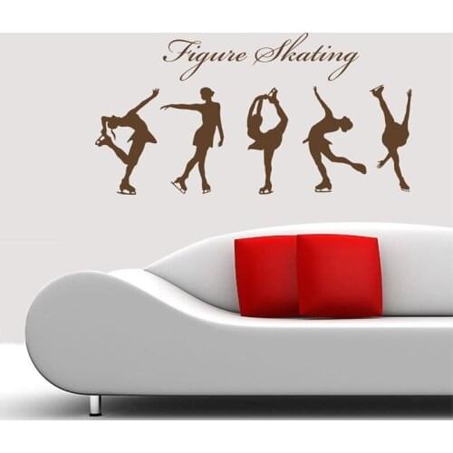 Removable Female Girls Figure Skating Murals Vinyl Wall Decal Art DIY Bedroom Stickers House Decoration Fingure Sports NY-335