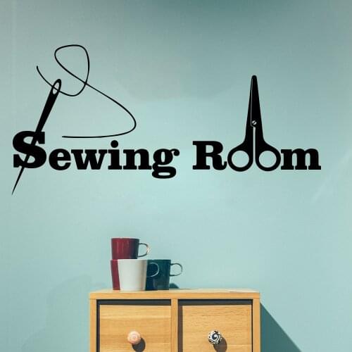 Sewing Room Needlework Wall Window Decal Sticker Sewing Dressmaker Seamstress Craft room Sign Scissors Vinyl Decor