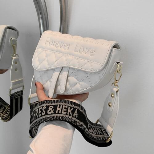 Burminsa Quilted Saddle Crossbody Bags For Women Brand Designer Wide Strap High Quality Flap Female Shoulder Bags Summer 2021