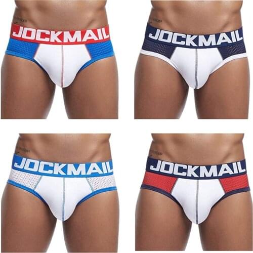 JOCKMAIL Brand Mens Underwear Sexy Men Briefs Cotton 4-Pack Slip Cueca Male Panties Underpants Briefs Gay Pants Mesh Comfortable
