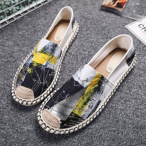 Summer Printed Slip On Men‘s Trending Shoes Flat Fisherman Shoes for Man Comfortable Canvas Loafers Men zapatillas lona hombre