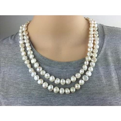 Unique Pearls Jewellery 8-9mm Baroque White Genuine Freshwater Pearl Single Necklace Wedding Love Mothers Day Gift Fine Jewelry