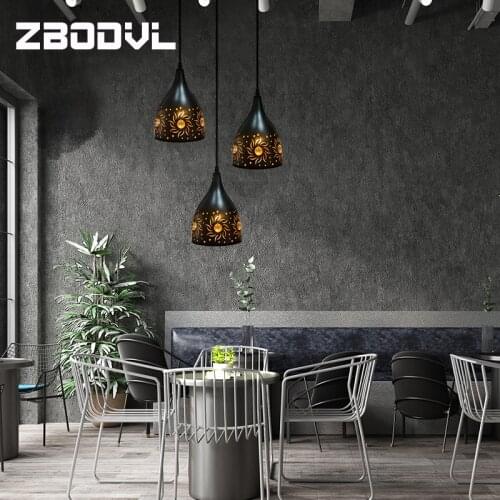 Vintage Lron Art E27 LED Pendant Light Black Minimalist Metal Pendant Lamp Living Room Restaurant Coffee Bar Lampshade