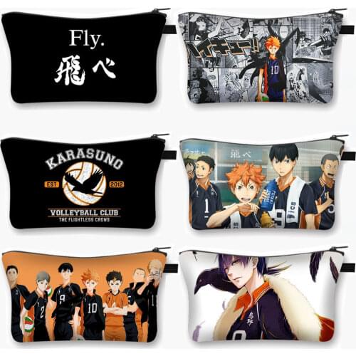 Volleyball Anime Haikyuu!! Cosmetic Case Oya Oya Oya Haikyuu Women Makeup Bag Shoyo Hinata Fly High Girl Make Up Organizers Bags