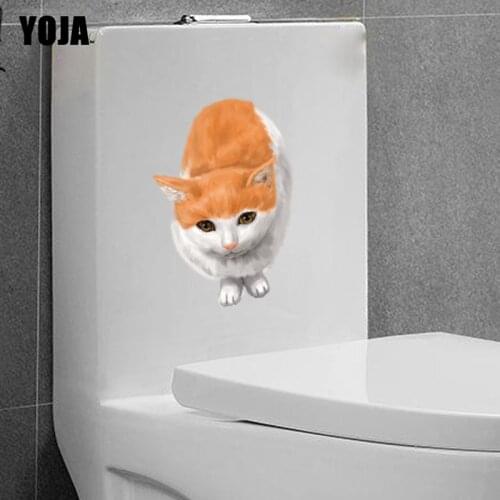 YOJA 14.4*21.5CM Cute Cat BedRoom Home Wall Decor Toilet Sticker Decal Modern Art T3-0451