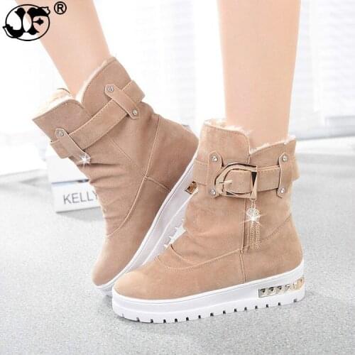Suede Leather Womens Snow Boots Non-slip Women Winter Ankle Boots 2018 Plush Warm Zipper Casual Woman Shoes 695