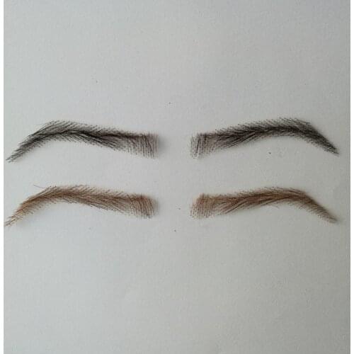 06 hand made human hair man false eyebrow invisible handmade fake eyebrows hand knot fake eyebrow