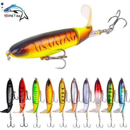 1PCS Whopper Popper 10cm/11cm/14cm Fishing Lure Artificial Bait Hard Plopper Soft Rotating Tail Fishing Tackle Geer Pesca Trout
