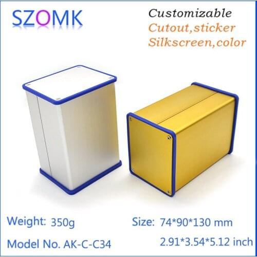 1 pc, szomk silvery aluminum extrusion case with silicone seals anodizing distribution enclosure 74*90*130mm aluminum enclosure
