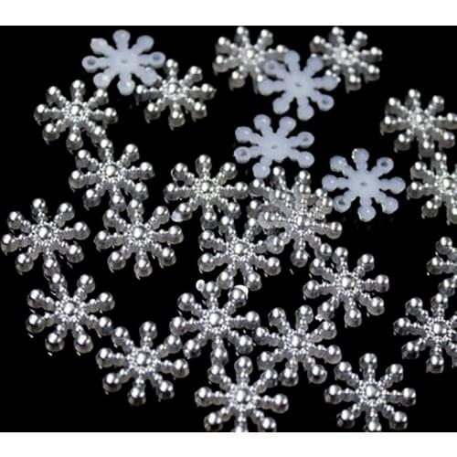 100Pcs Snowflake Flatback Pearl Embellishments Christmas Craft Christmas Wedding Decoration Cardmaking Qtys Embellishment