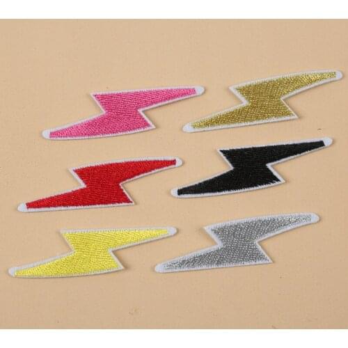 200pcs/lot Embroidery Patches Lightning Clothing Decoration Backpack Sewing Accessories Diy Iron Heat Transfer Applique