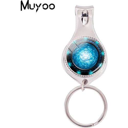2018 Fashion Dark Stargate Multifunctional Keychain Glass Dome Nail Clipper Keyring Art Round Jewelry Nail Clippers