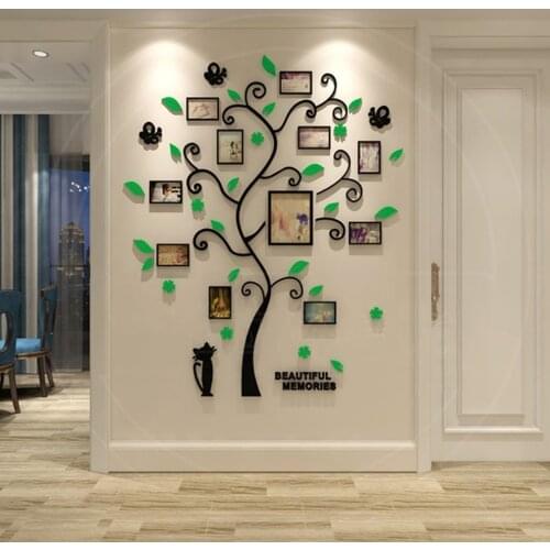 3D Acrylic Tree Photo Frame Wall Stickers Crystal Mirror Stickers Paste On TV Background Wall DIY Family Photo Frame Wall Decor