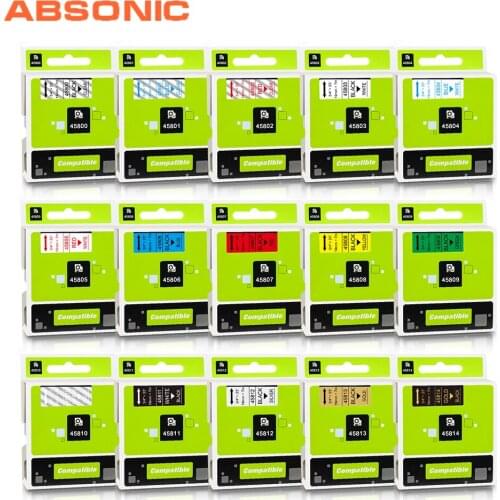 45800 45803 45804 45805 45806 45807 45808 19mm Label Tape Compatible for Dymo D1 Printer LabelManager 360D 420P Rhino 4200 5200