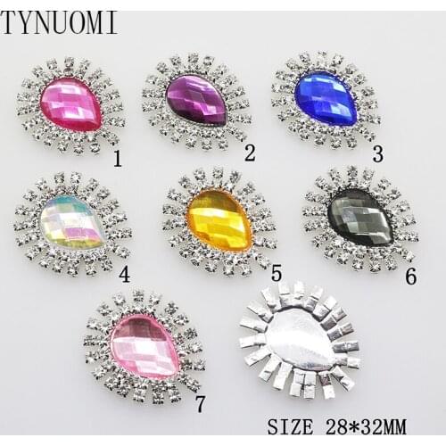 Promotion 10pcs/lot32*28MM Acrylic Button Clothing Diamond Rhinestone Decorative DIY Clothing Sewing Decoration Material