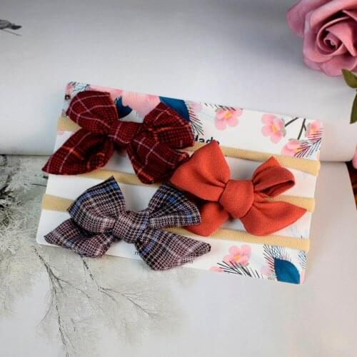 Baby Girls Hair Bows Headband Nylon Head Band Newborn Photographed Props Headwear Winter Hair Accessories 3pcs set Bows