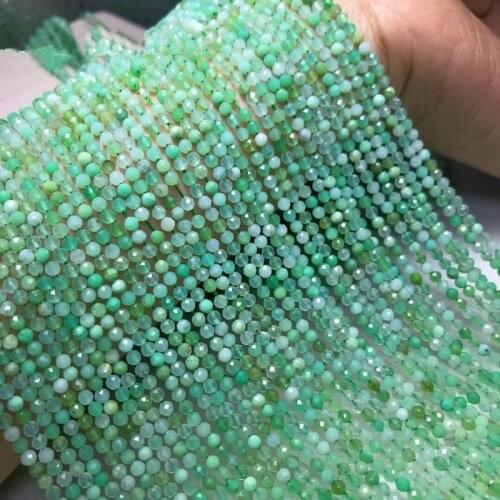 Loose beads ROUNG faceted green CHRYSPPRASE 2.5mm 14" for DIY jewelry making FPPJ wholesale beads nature gem stone