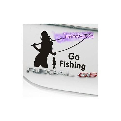 Girl Go Fishing Decal Angling Bucket Tackle Shop Fishhook Sticker Fish Tank Boat Box Car Vinyl Decal