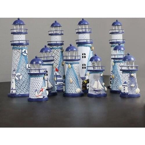 Mediterranean Style Figurine Lighthouse Creative Home Crafts Living Room Marine Ornaments Decoration Gift For Kids