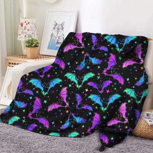 Happy Halloween Bat Flannel Blanket Cartoon Christmas Gifts Coral Fleece Blanket for Bedroom Throw Blanket for Kids Gift Blanket
