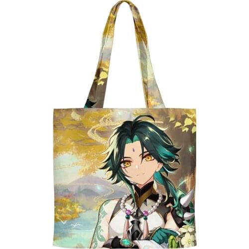 Genshin Impact xiao 3D Print Shopping Bags Reusable Shoulder Shopper Bags Casual Pacakge