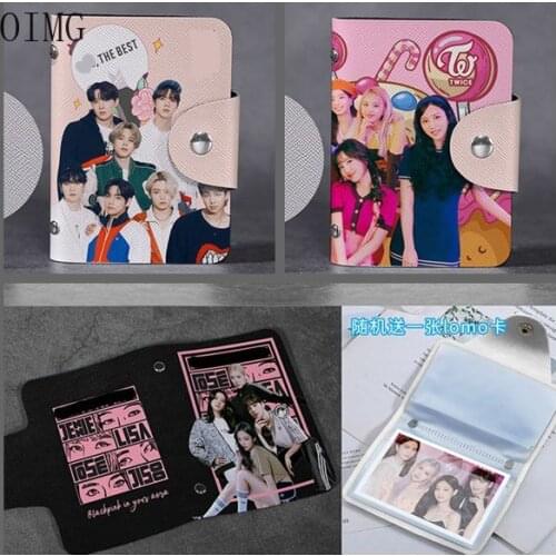 Kpop Bangtan Boys Enhypen Lomo Card Holder Case PU Leather 20 Cards Holder Wallet Korea Boys Group School Supplies Fans Gift