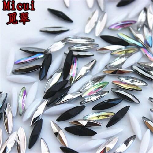 Micui 200pcs 3*11mm Horse eye pointback acrylic rhinestones for clothing garments bags Crafts Decorative ZZ238