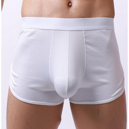 Mid-waist Mens Boxer Breathable Mesh Youth Home Pants Mens Underwear