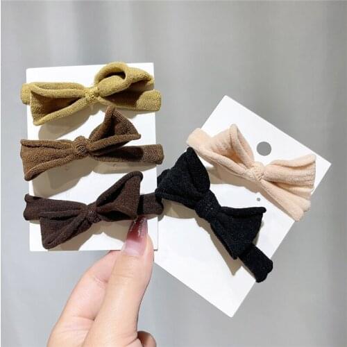 5Pcs Soft Velvet Elastic Rubber band Head Rope Bow Tie For Girls Women Headwear Hair Accessories