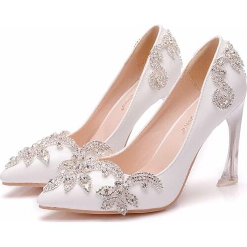 Wonen Pumps Fashion Office Shoes pu Rhinestone Pointed Toe Thin Heels 9.5CM Women Sexy High Heels Shoes Womens Wedding Shoes