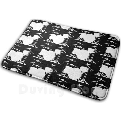 Drum Set Silhouette Illustration Mat Rug Carpet Anti-Slip Floor Mats Bedroom Drums Drummer Drummer Drumming Drum Music