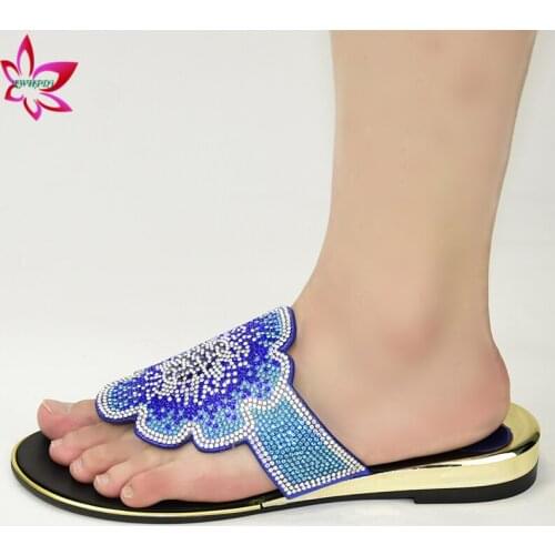 Latest Italian Women Shoes in Blue Color High Quality Special Design African Ladies High Quality Shoes fo Party