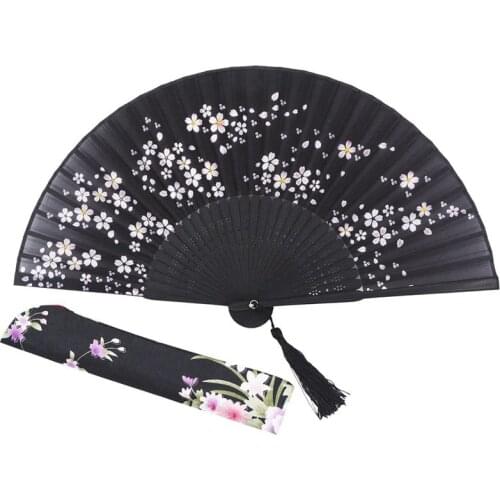 Charming Elegant Modern Woman Handmade Bamboo Silk 8.27 inch(21cm) Folding Pocket Purse Hand Fan, Collapsible Transparent Hold