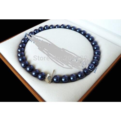 Wholesale good 12mm AAA+ Blue south sea shell pearl necklace 18"CZ Luxury Ms. girl
