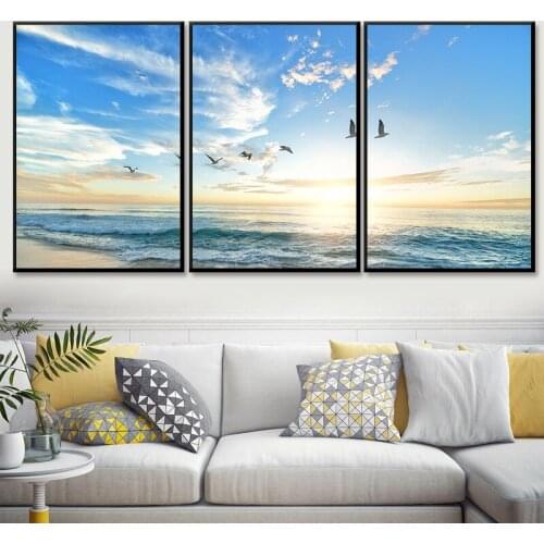 Seawater Seagull Landscape Canvas Painting Modern Home Decorative Painting Living Room Bedroom Decoration Frameless Painting